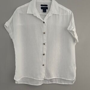 RACHEL Rachel Roy White 100% Linen Button Down Shirt